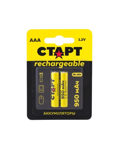 СТАРТ HR03 (AAA, 950mah), упак. 2 шт. БЛИСТЕР. Перезаряжаемые аккумуляторы. СТАРТ в Рубцовске