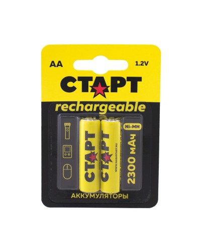 СТАРТ HR6 (AA, 2300 mah), упак. 2 шт. БЛИСТЕР. Перезаряжаемые аккумуляторы. СТАРТ в Рубцовске