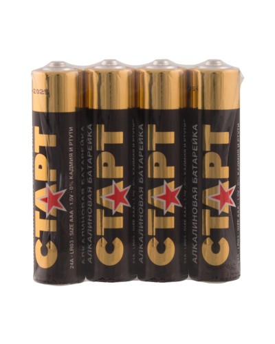 СТАРТ LR03-SH4-BOX (1,5 В, AAA, LR03), упак. 4 шт.. Алкалиновые батарейки. СТАРТ в Рубцовске