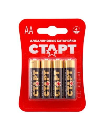 СТАРТ LR6-BL4 (1,5 В, AA, LR6), упак. 4 шт. БЛИСТЕР. Алкалиновые батарейки. СТАРТ в Рубцовске