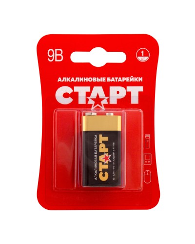 СТАРТ 6LR61-BL1 (9 В, Крона,  6LR61), БЛИСТЕР. Алкалиновая батарейка. СТАРТ в Рубцовске